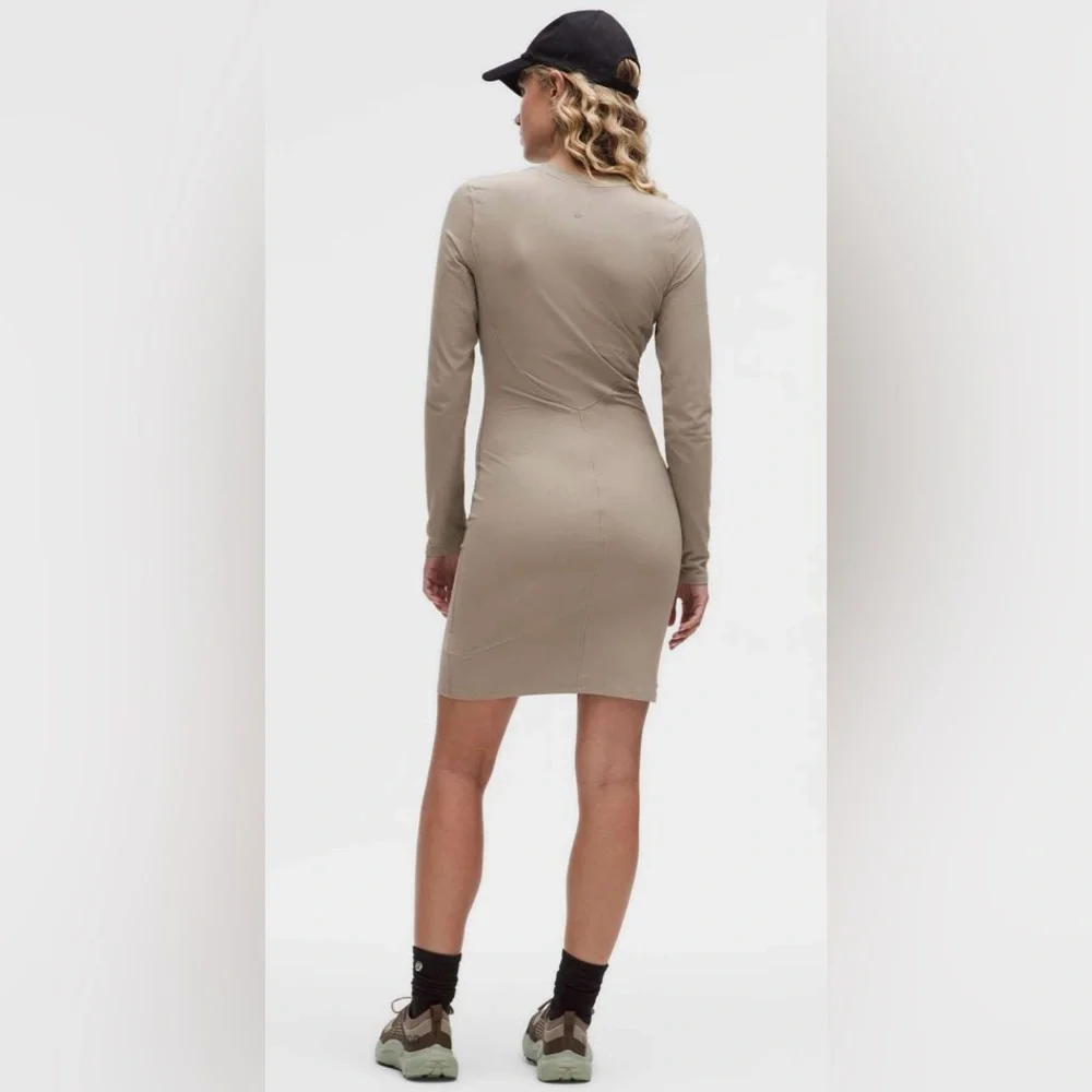 lululemon athletica NWT Warm Ash‎ Gray Ribbed Long-Sleeve Dress